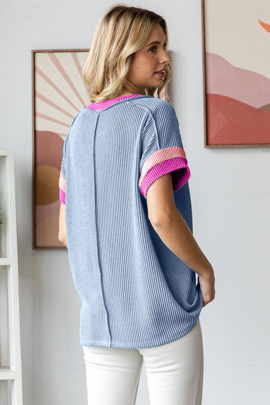 Ribbed Color Block Top