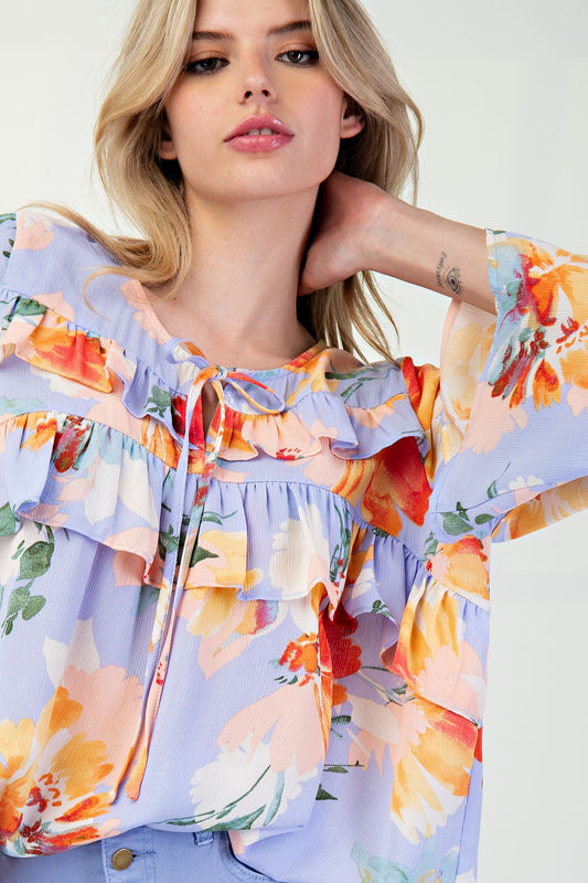 Printed Blink Ruffle Top