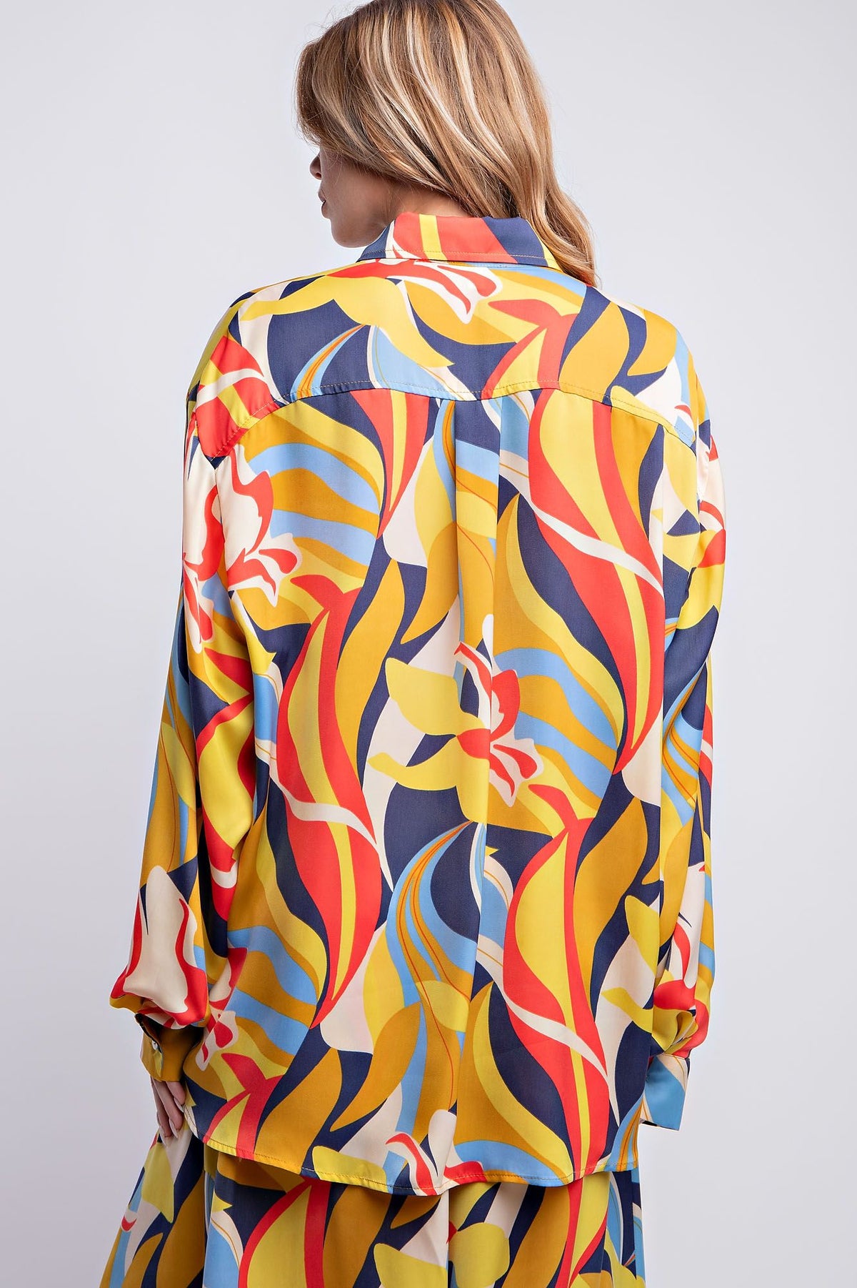 Easel Vibrant Mirabelle Satin Shirt