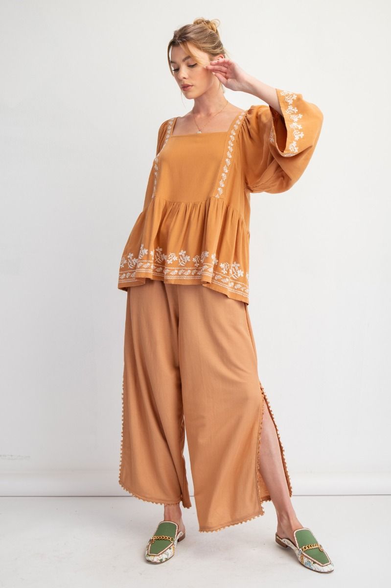 Easel Poly Linen Mini Tassel Pants