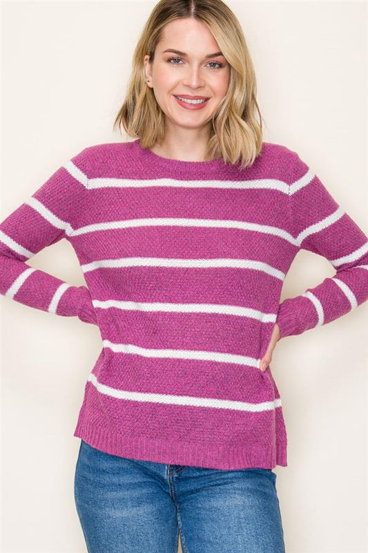 Everyday Waffle Sweater - Fuchsia
