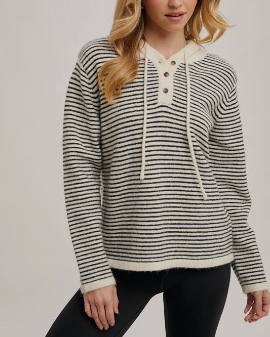 Henley Hoodie Sweater