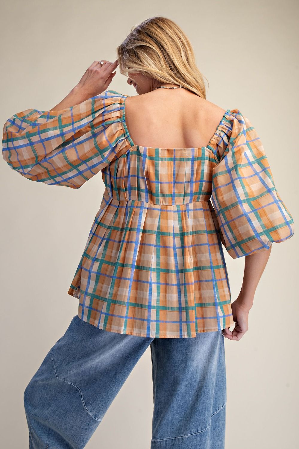 Easel Plaid Organza Babydoll