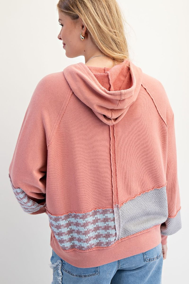 Easel Color Mix Washed Terry Hooded Pullover