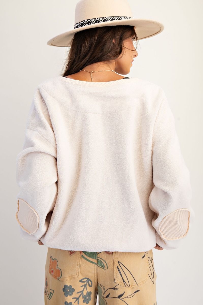 Easel Soft Washed Fleece Cream Jacket