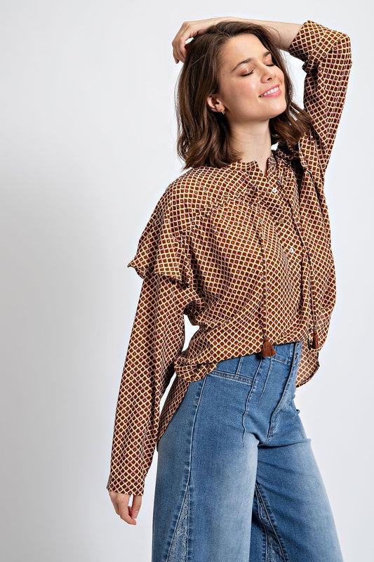 Easel Printed Chiffon Blouse