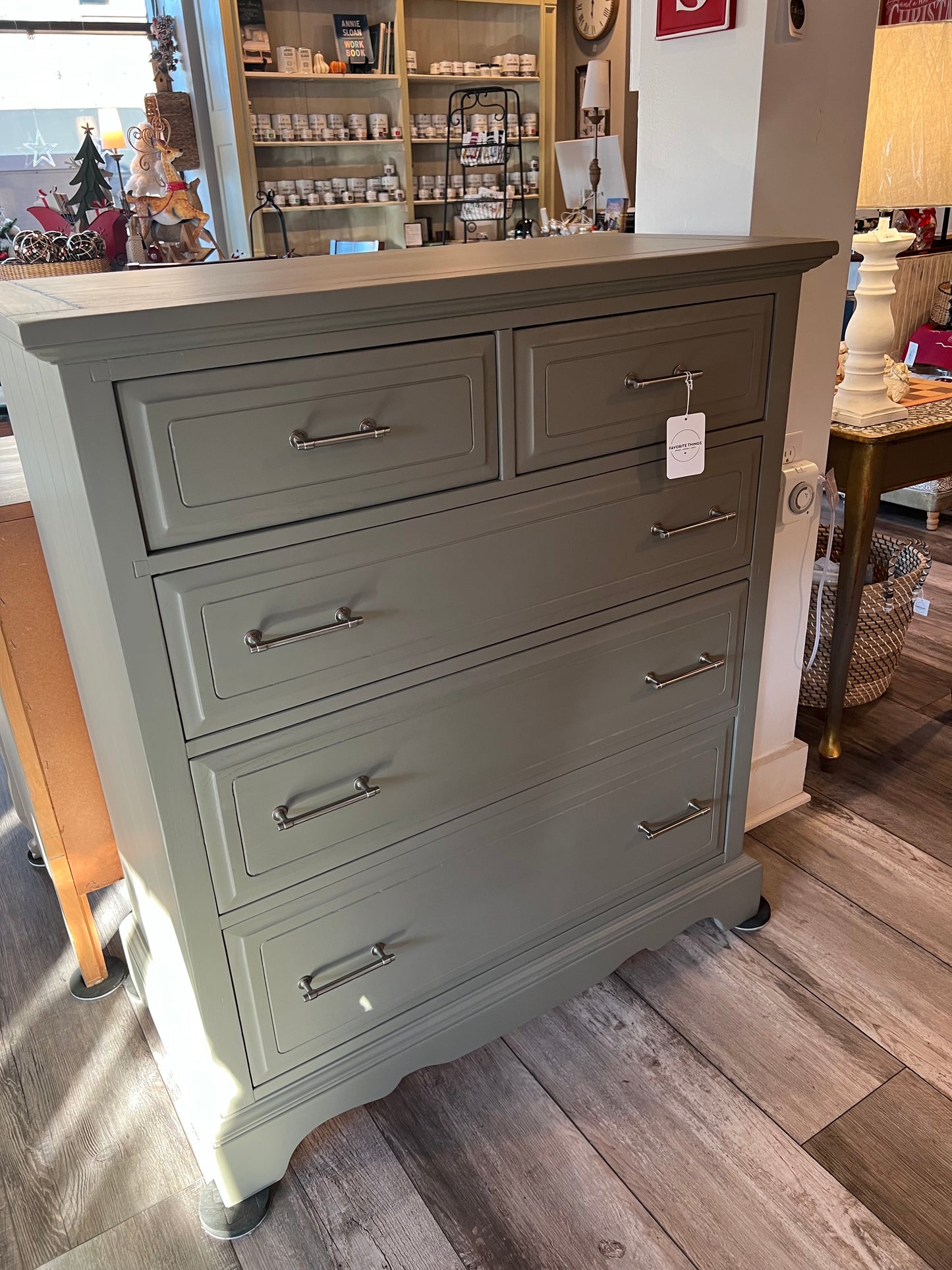 Sage green 5 drawer dresser