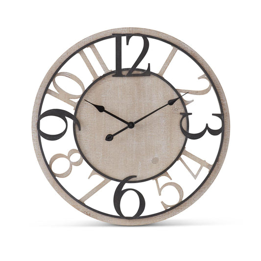 Wood & Black Metal Clock
