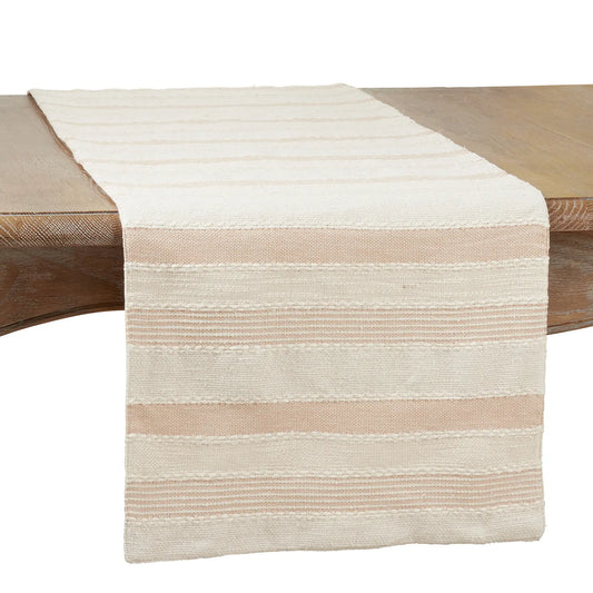 Striped Table Runner -- Ivory & Soft Pink