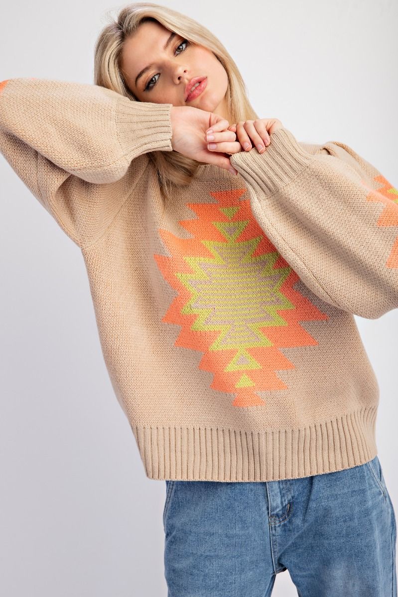 Easel GEO Pattern Knit Sweater