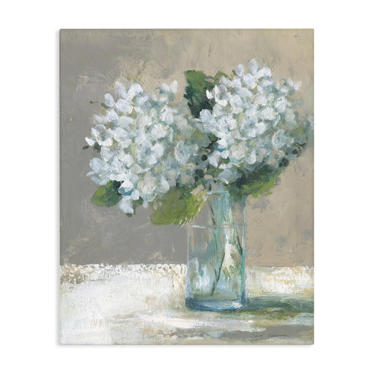 White Hydrangeas Glass Vase Canvas