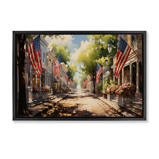 American Flag Lined Street