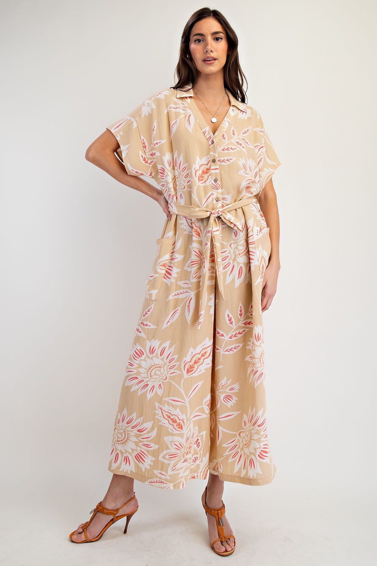 Easel Floral Printed Jumpsuit