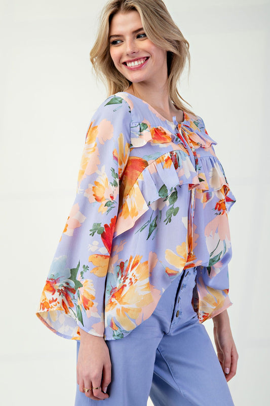 Printed Blink Ruffle Top