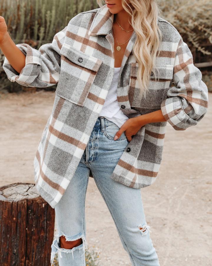 Plaid Button Flannel Jacket