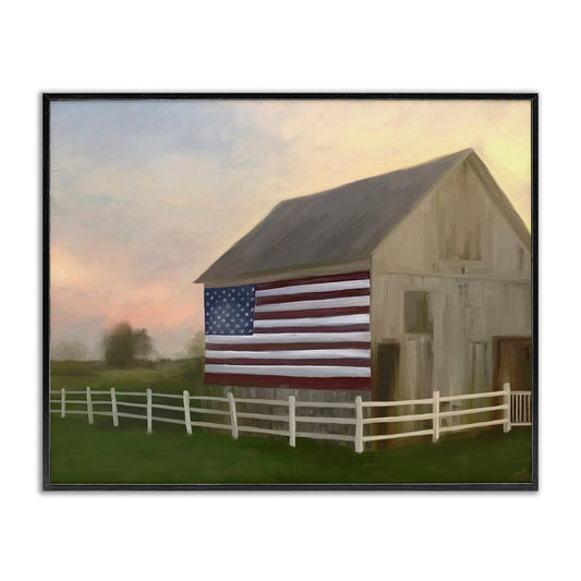 American Flag Barn Sunset Farm