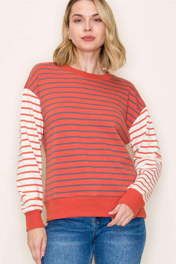 Mix Striped Terry Sweatshirt