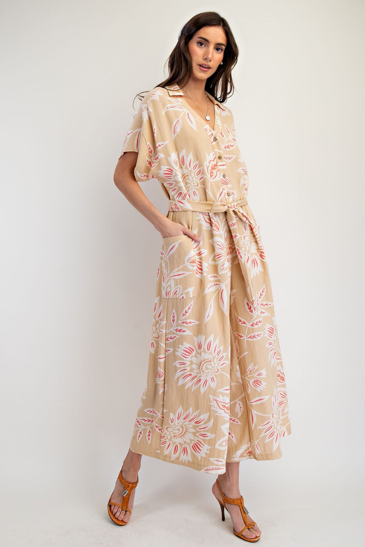 Easel Floral Printed Jumpsuit