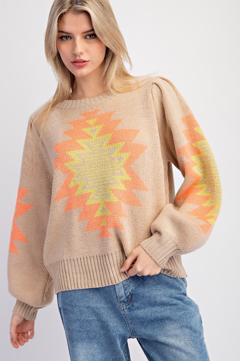 Easel GEO Pattern Knit Sweater
