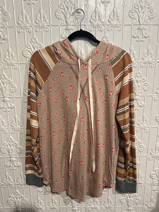 Floral Stripe Hoodie