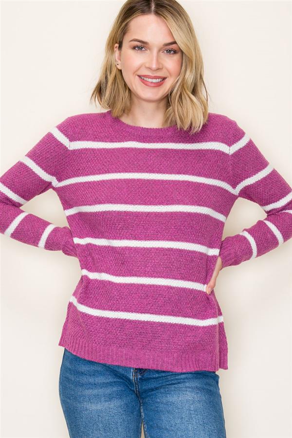 Everyday Waffle Sweater - Fuchsia