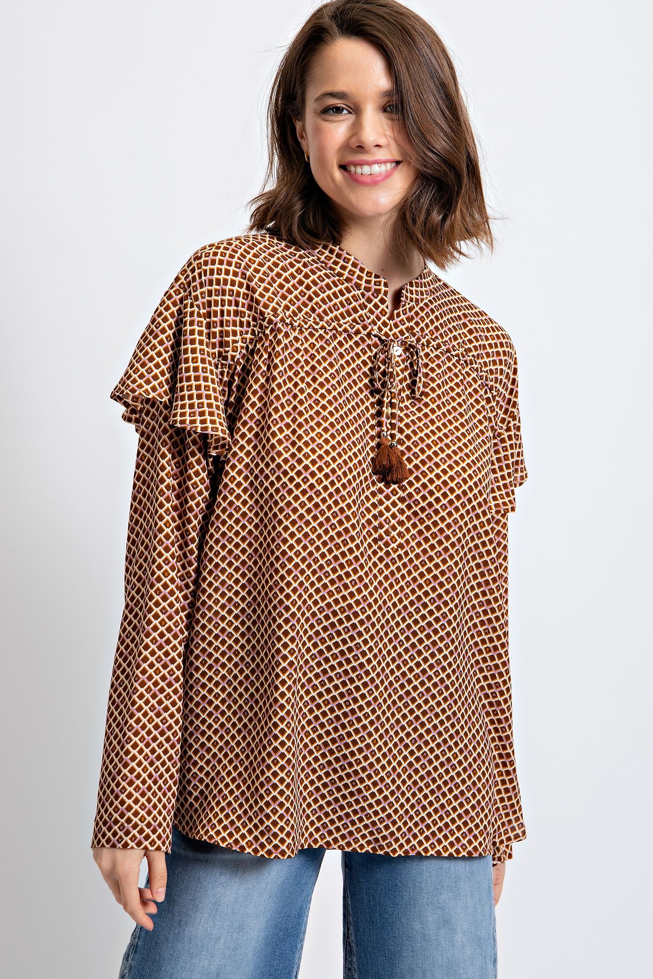 Easel Printed Chiffon Blouse