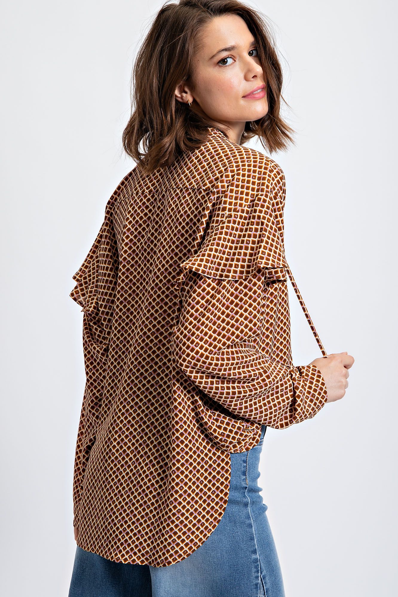 Easel Printed Chiffon Blouse