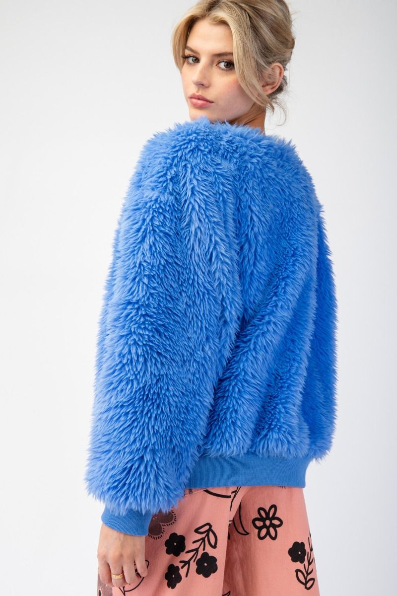 Easel Cadet Blue Fuzzy Sweater