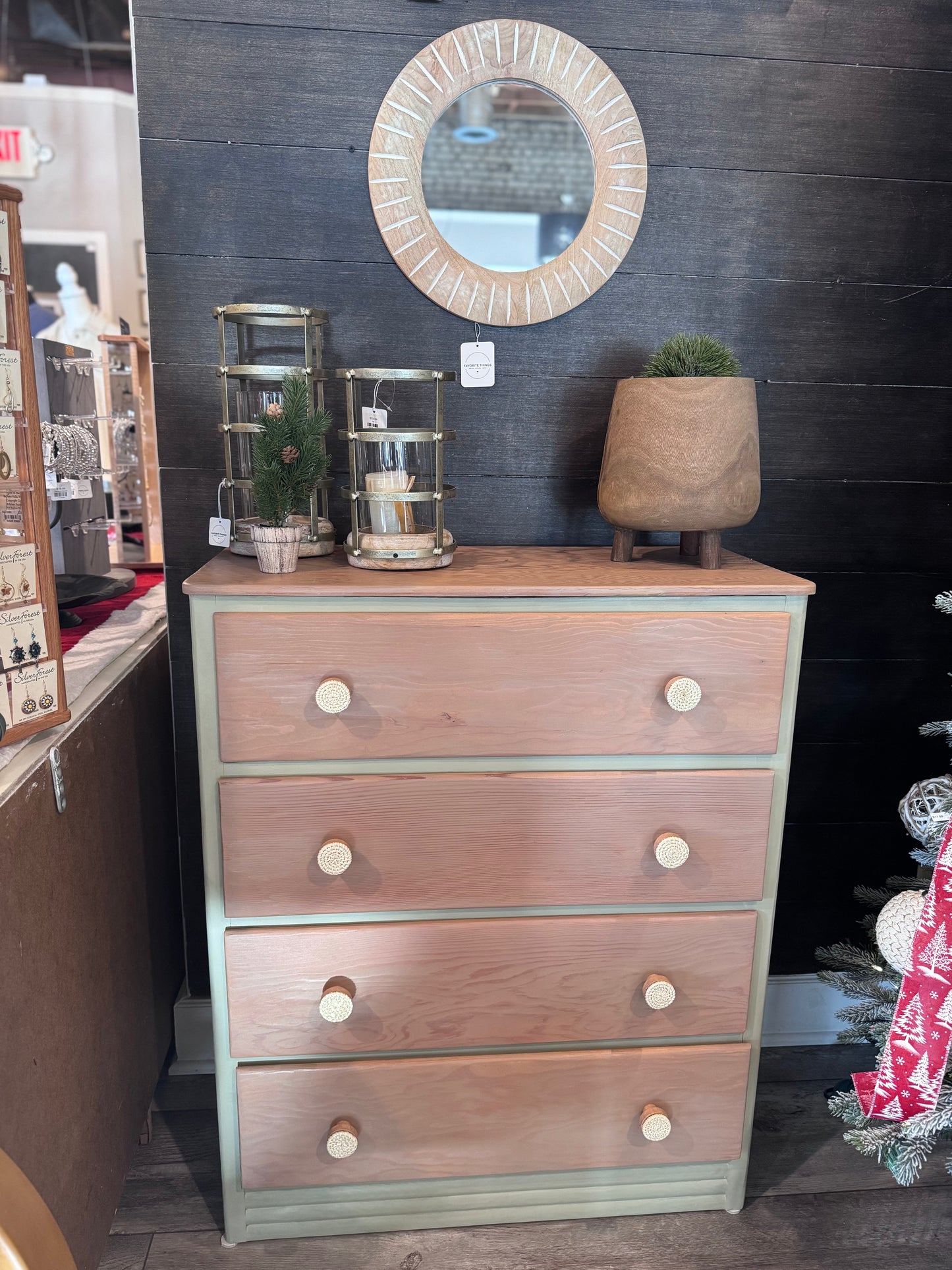 Natural Wood & Sage Green Dresser
