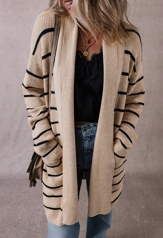 Black Striped Cardigan