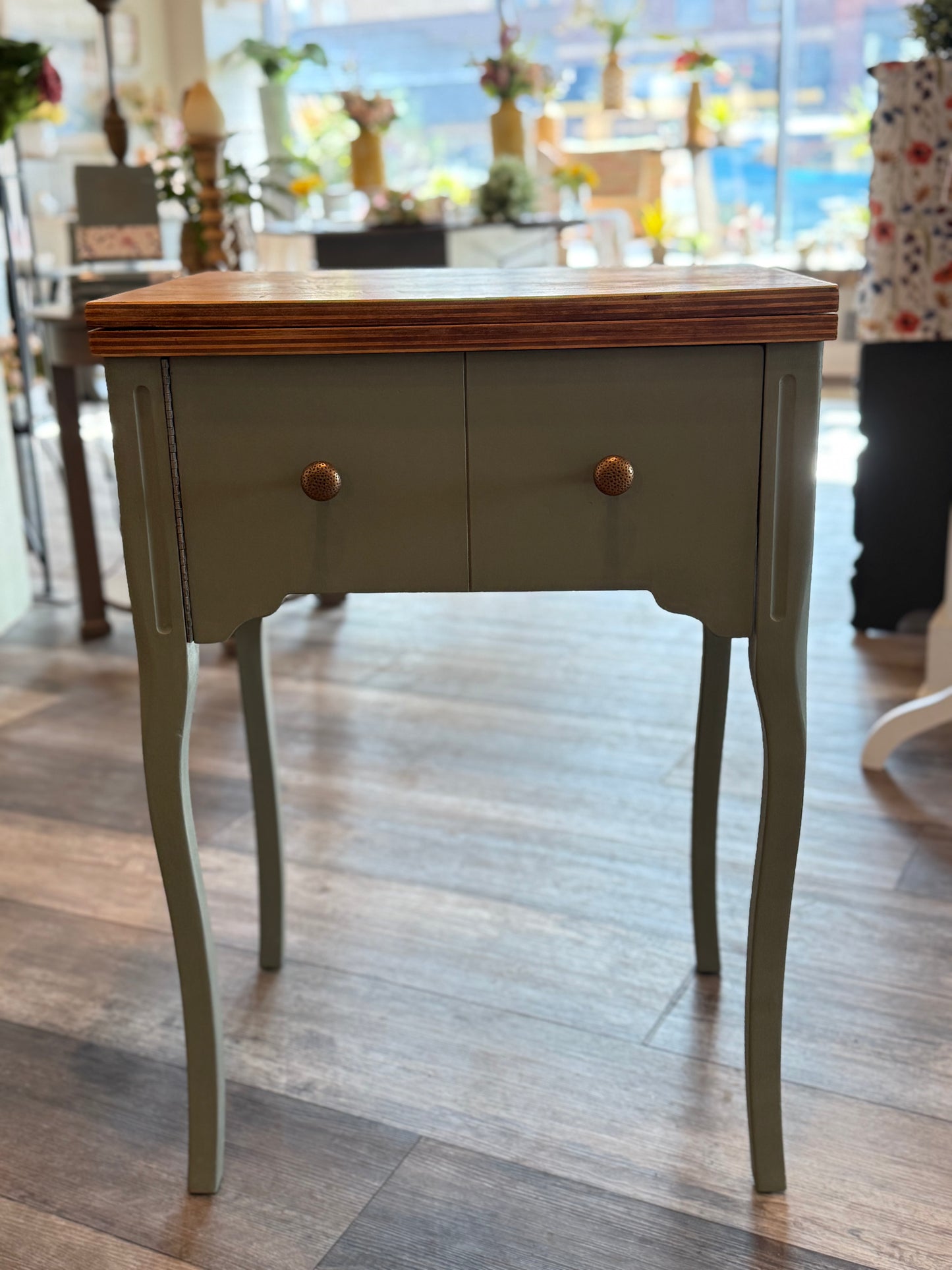 Natural Wood & Sage Table
