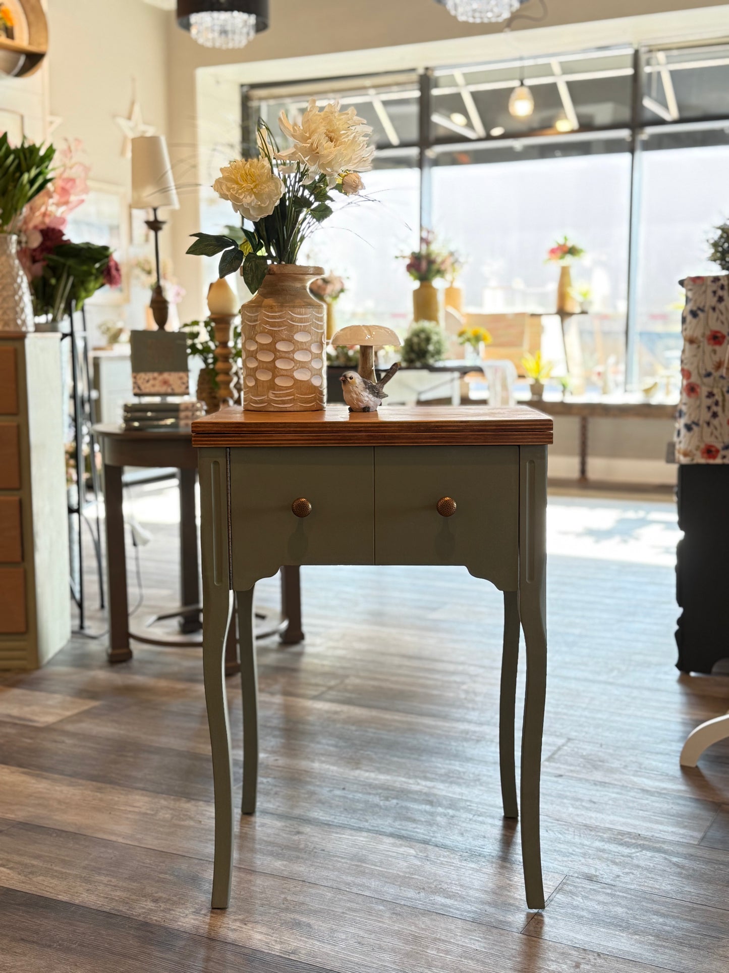 Natural Wood & Sage Table
