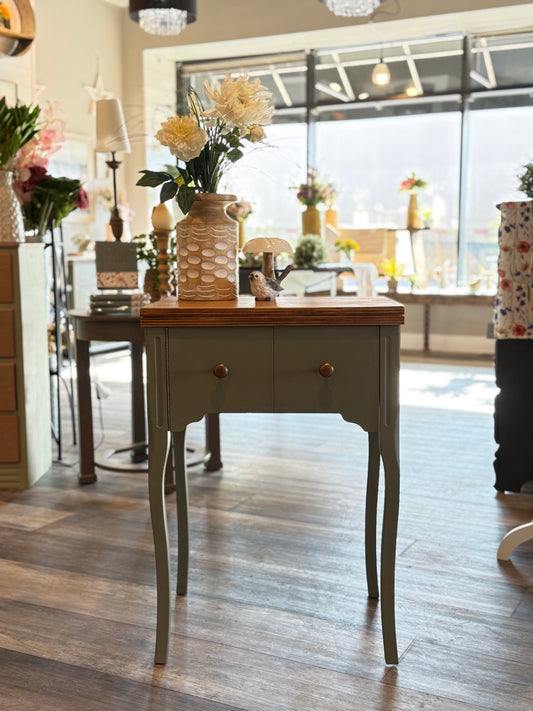 Natural Wood & Sage Table