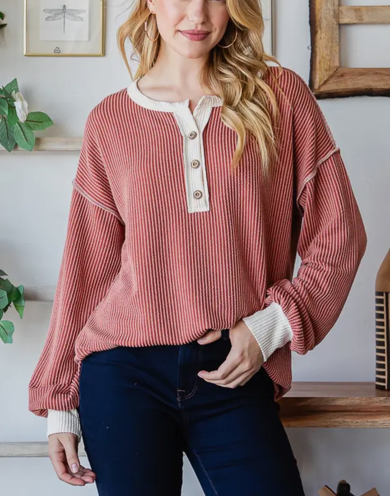 Rust Ribbed Pullover