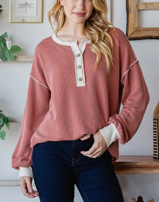 Rust Ribbed Pullover