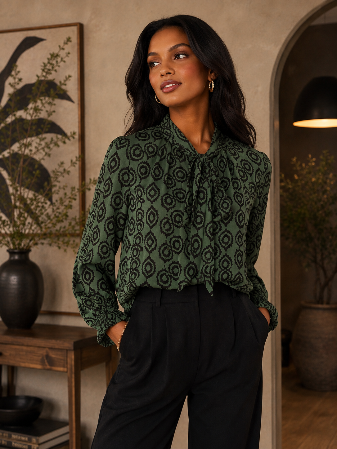 Easel Moss Green Blouse