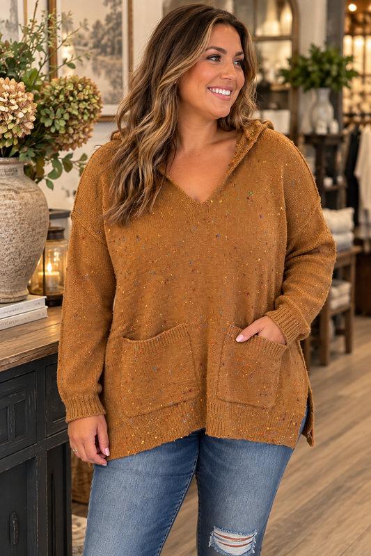 Brown Speckled 2 Pocket Sweater