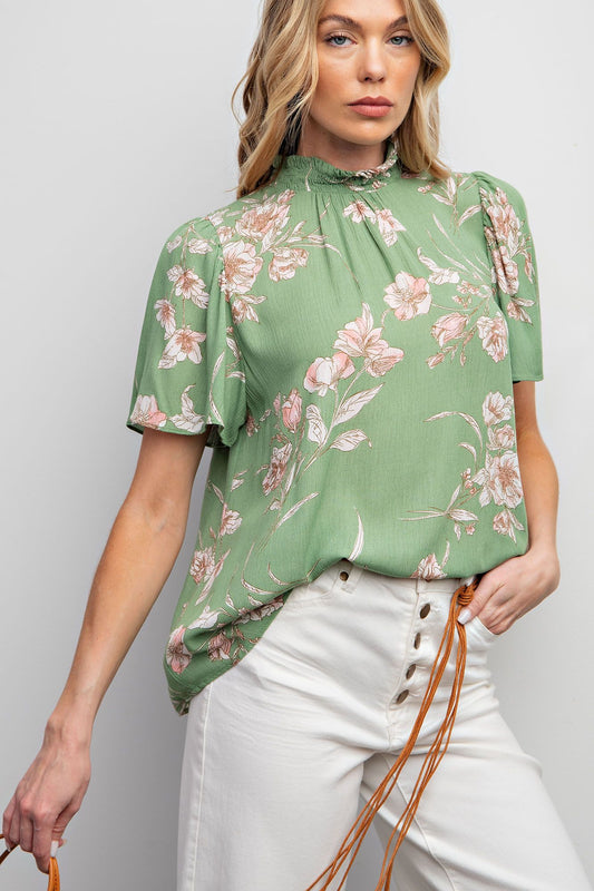 Easel Floral Printed Top