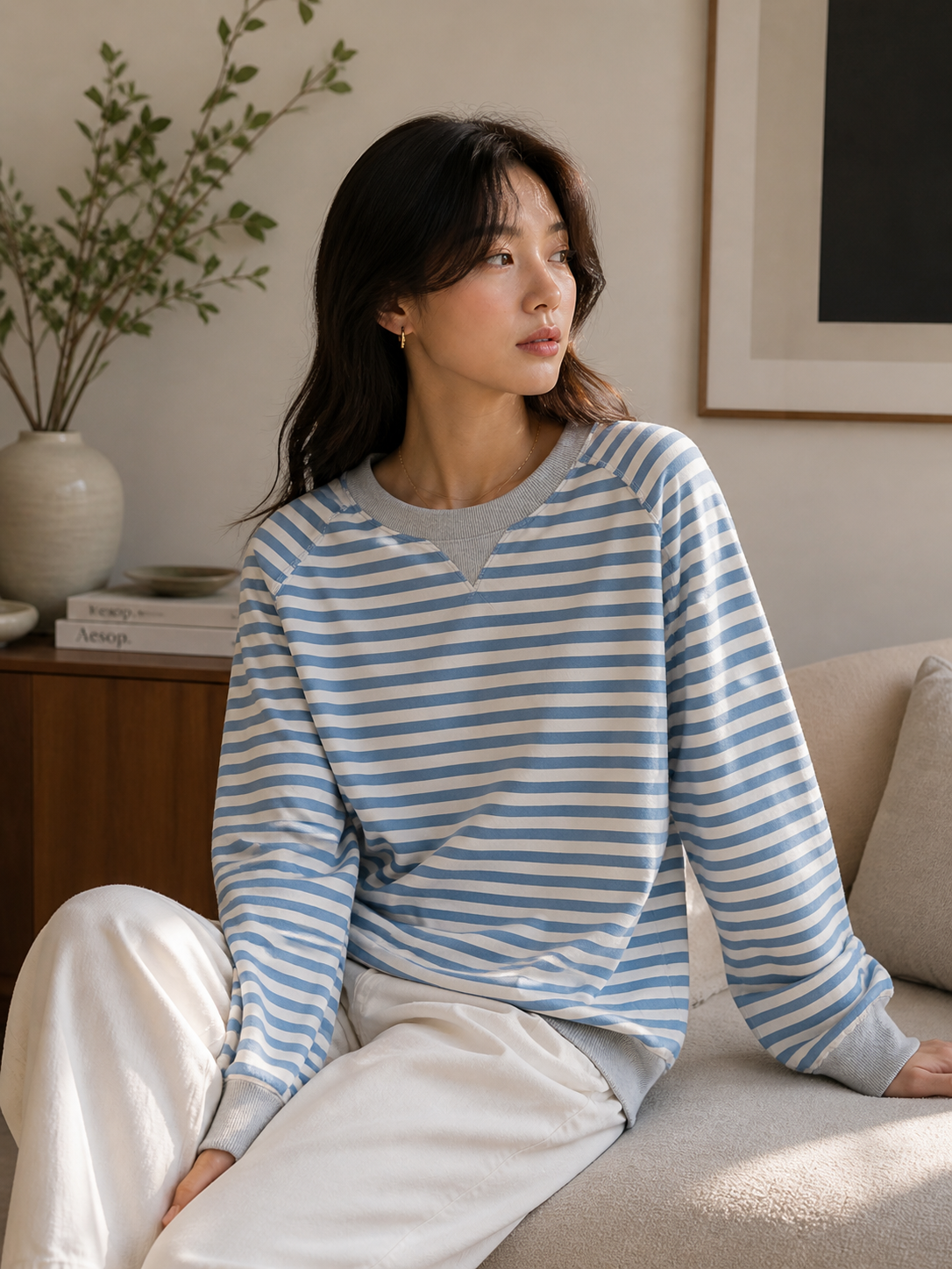 Blue Striped Sweatshirt