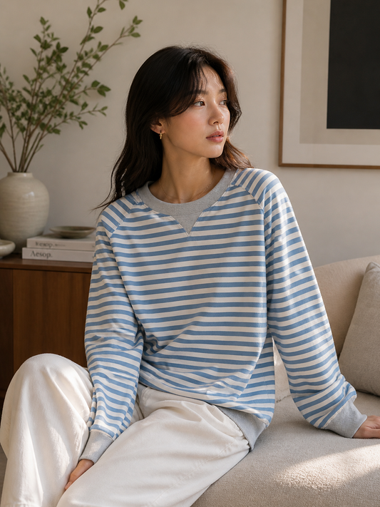 Blue Striped Sweatshirt