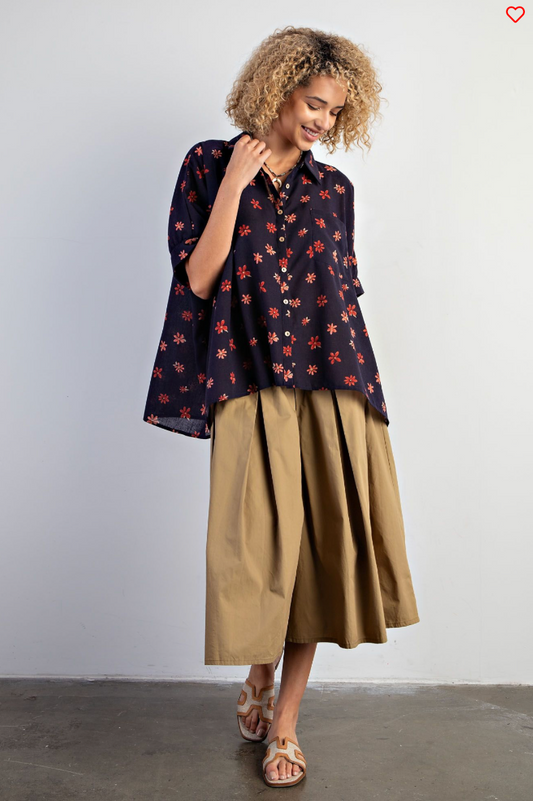 Floral Print Button Down Shirt