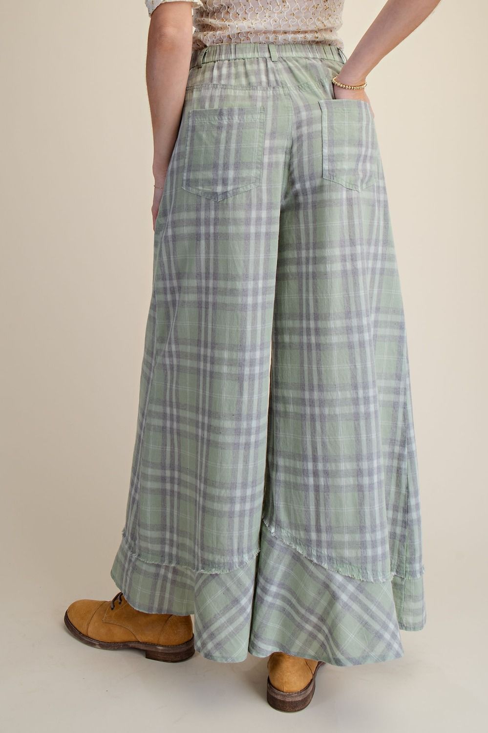Easel Plaid Washed Pants
