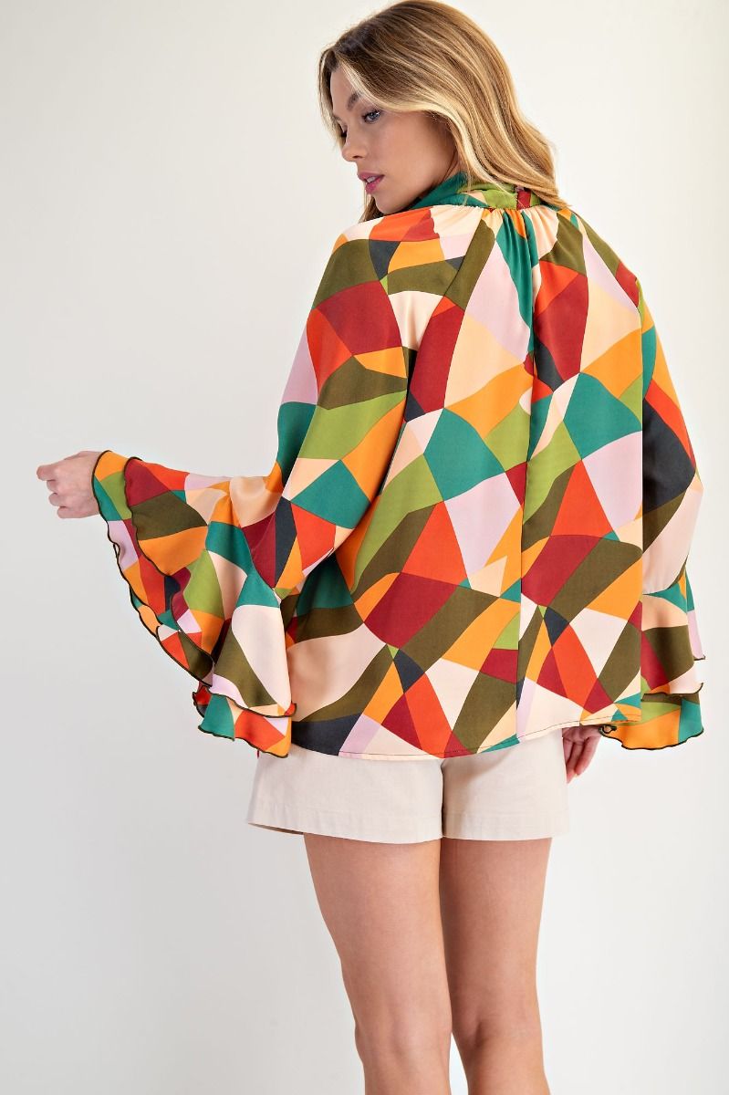 Easel Mirabelle Satin Tie Blouse