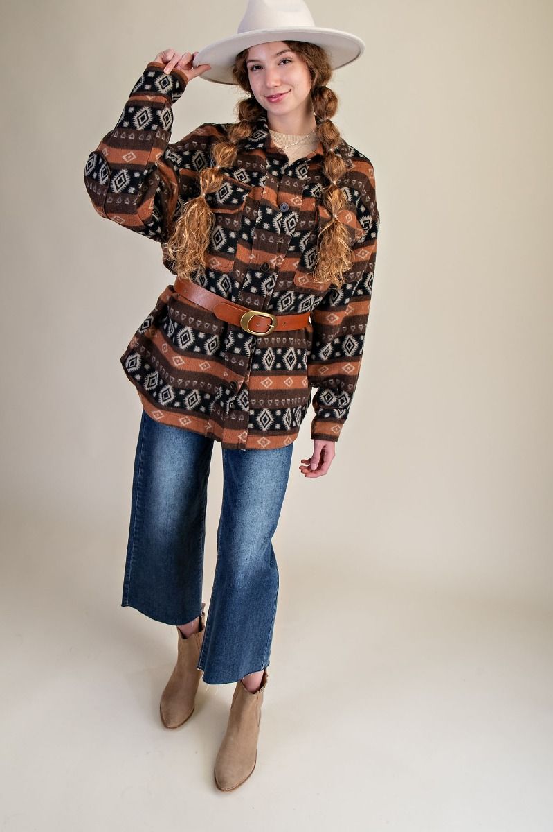 Easel Mocha Patterned Jacket