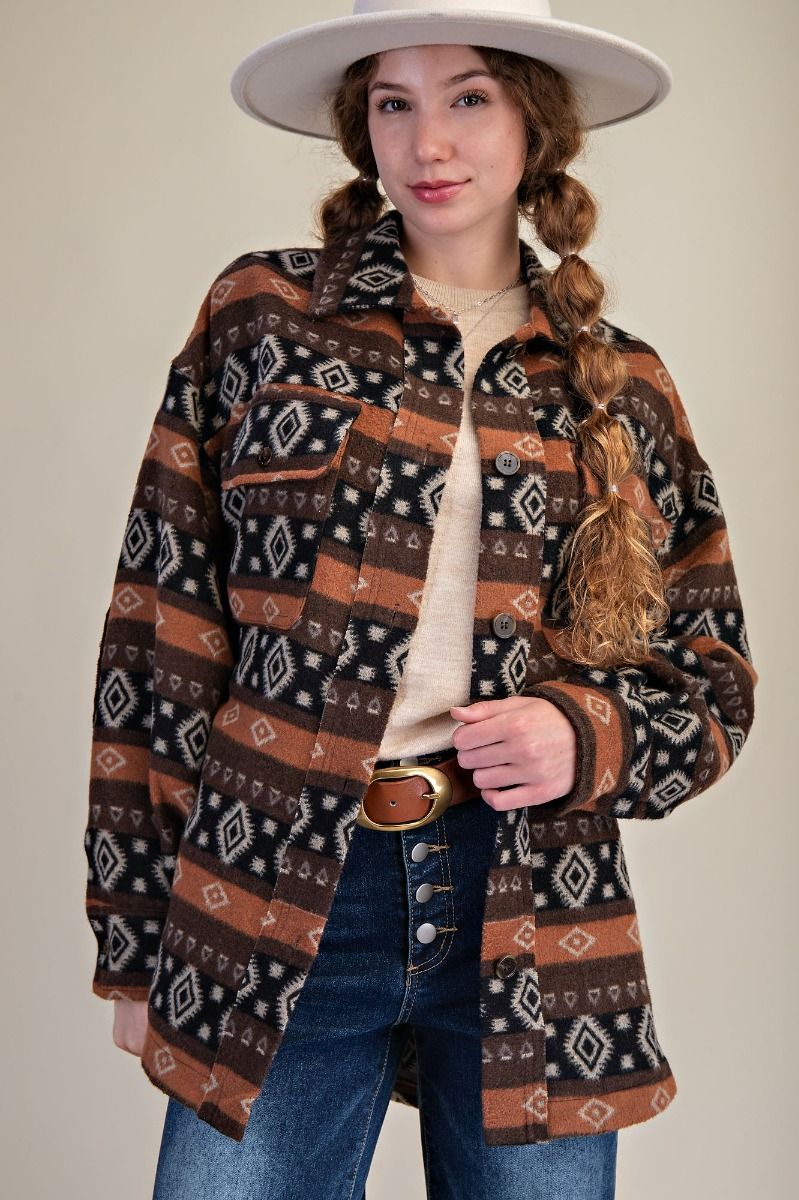 Easel Mocha Patterned Jacket
