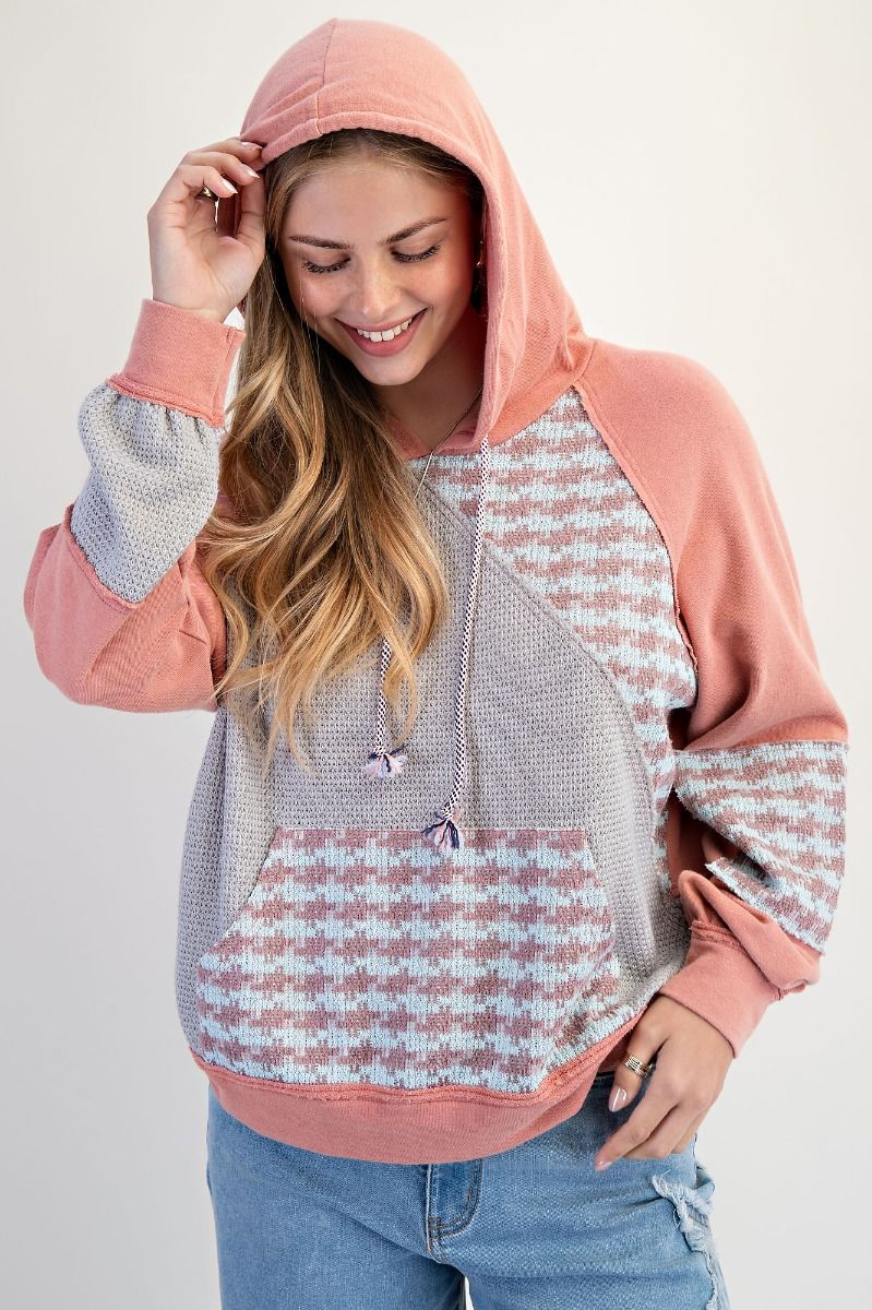 Easel Color Mix Washed Terry Hooded Pullover