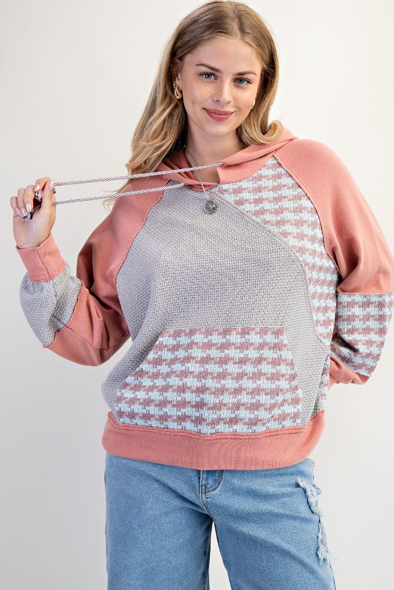 Easel Color Mix Washed Terry Hooded Pullover