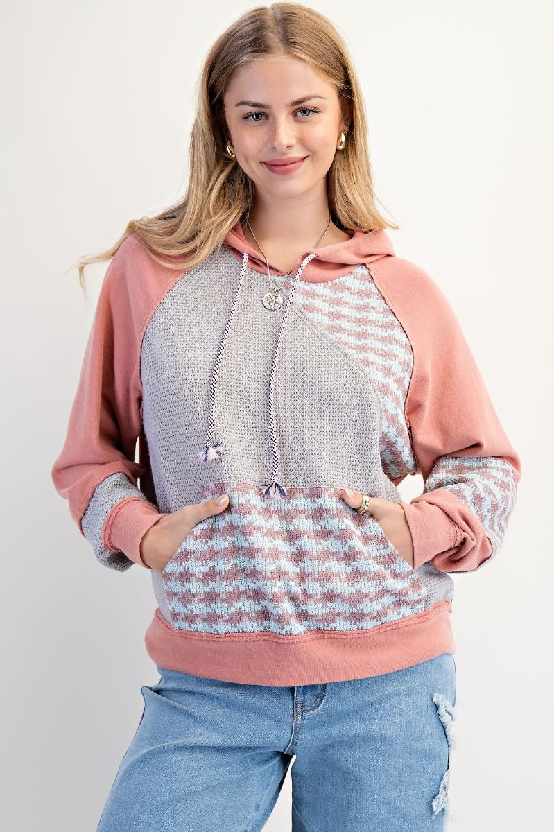 Easel Color Mix Washed Terry Hooded Pullover