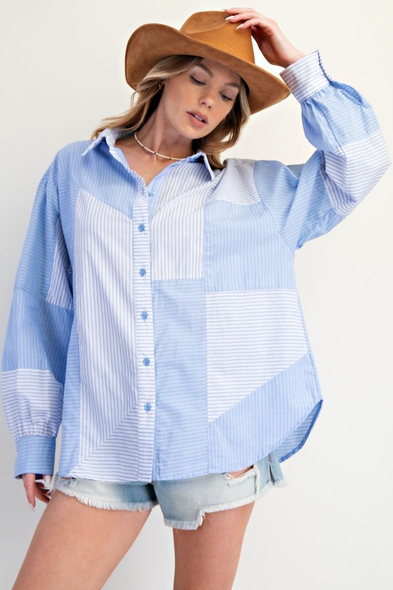 Easel Stripe Button Down Shirt